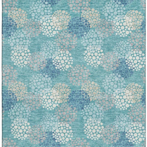 HomeRoots 8' X 10' Playful Teal Ivory Beige Polka Dot Area Rug – Washable, UV Protected, Perfect for Any Room! 672234