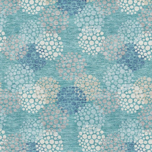 HomeRoots 9' X 12' Teal, Ivory & Beige Polka Dot Area Rug - Washable, Durable, UV Protected for Family Spaces 672235