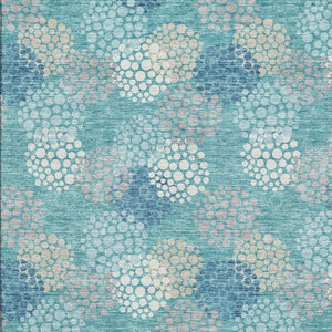 HomeRoots 10' X 14' Teal Ivory Beige Polka Dot Washable Area Rug – UV Protected, Stylish & Durable Design 672236