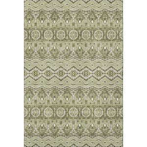 HomeRoots 5' X 8' Artichoke Green & Beige Moroccan Area Rug - Washable, UV Protected, Stain Resistant Design 672238