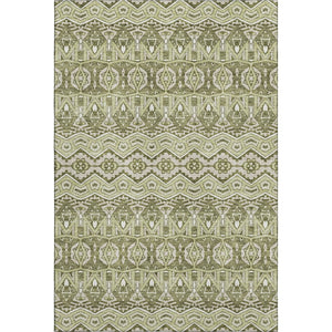 HomeRoots 10' Moroccan-Inspired Artichoke Green & Beige Area Rug - Washable, UV-Protected, Durable Design 672242