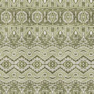 HomeRoots 10' Moroccan-Inspired Artichoke Green & Beige Area Rug - Washable, UV-Protected, Durable Design 672242
