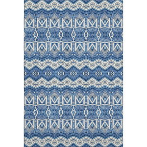 HomeRoots 8' Moroccan Washable Area Rug in Blue, Beige & Ivory – UV Protected, Stain Resistant, Easy Care! 672246