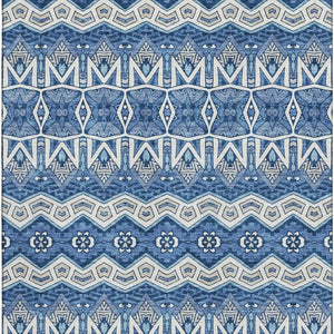 HomeRoots 9' X 12' Moroccan Washable Area Rug in Blue, Beige & Ivory – Stain-Resistant, UV-Protected Comfort! 672247
