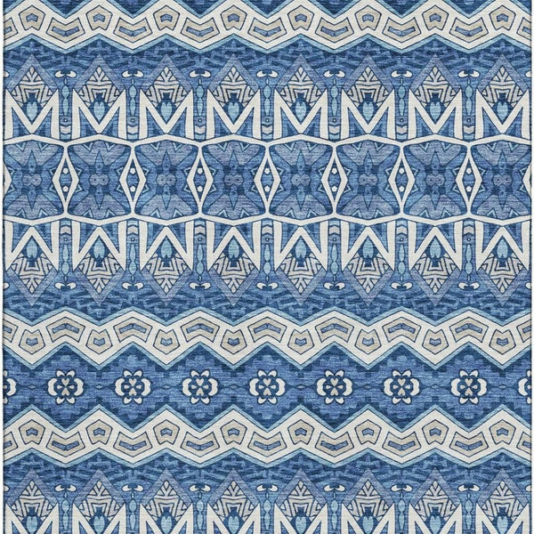 HomeRoots 9' X 12' Moroccan Washable Area Rug in Blue, Beige & Ivory – Stain-Resistant, UV-Protected Comfort! 672247