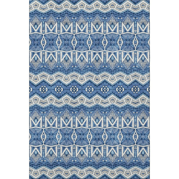 HomeRoots 9' X 12' Moroccan Washable Area Rug in Blue, Beige & Ivory – Stain-Resistant, UV-Protected Comfort! 672247