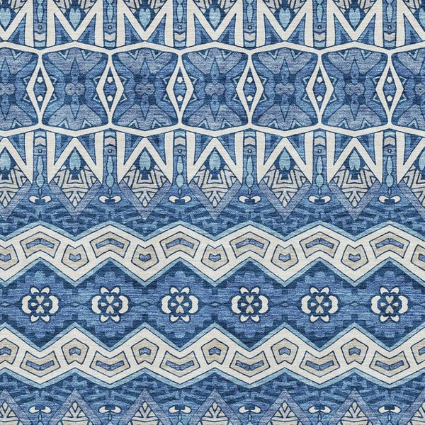 HomeRoots 10' X 14' Blue Beige Ivory Moroccan Area Rug - Washable, UV Protected, Durable & Stylish for Homes 672248