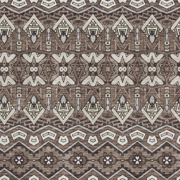 HomeRoots 5' X 8' Moroccan Washable Area Rug – Stylish Brown & Beige Design with UV Protection for Family Homes 672250