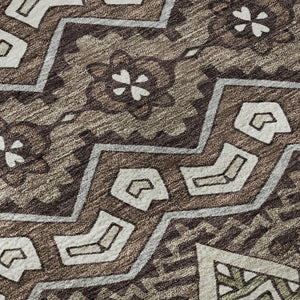 HomeRoots 8' Brown And Beige Moroccan Round Rug - Washable, UV Protected, Durable & Ideal for Busy Homes 672251