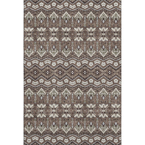 HomeRoots 8' X 10' Moroccan Washable Area Rug in Brown & Beige - Stain Resistant, UV Protected, Soft & Durable 672252