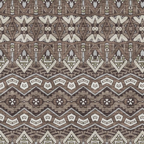 HomeRoots 8' X 10' Moroccan Washable Area Rug in Brown & Beige - Stain Resistant, UV Protected, Soft & Durable 672252