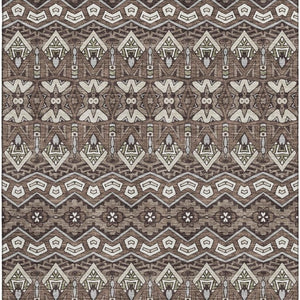 HomeRoots 8' X 10' Moroccan Washable Area Rug in Brown & Beige - Stain Resistant, UV Protected, Soft & Durable 672252