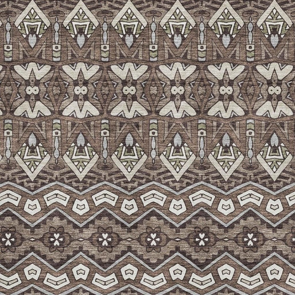 HomeRoots 10' Moroccan Washable Area Rug in Brown & Beige - Stain Resistant, UV Protected, Family Friendly 672254