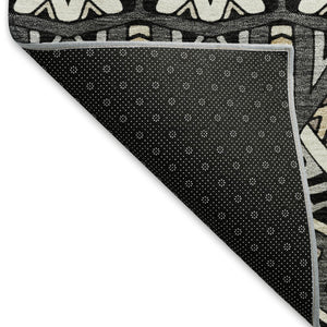 HomeRoots 5' x 8' Charcoal & Ivory Moroccan Area Rug - Durable, Washable, UV Protected for Family Homes & Decor 672256