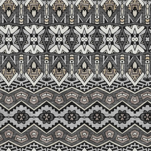 HomeRoots 9' X 12' Charcoal Ivory Moroccan Washable Area Rug - Durable, Stain-Resistant, UV Protected Design! 672259