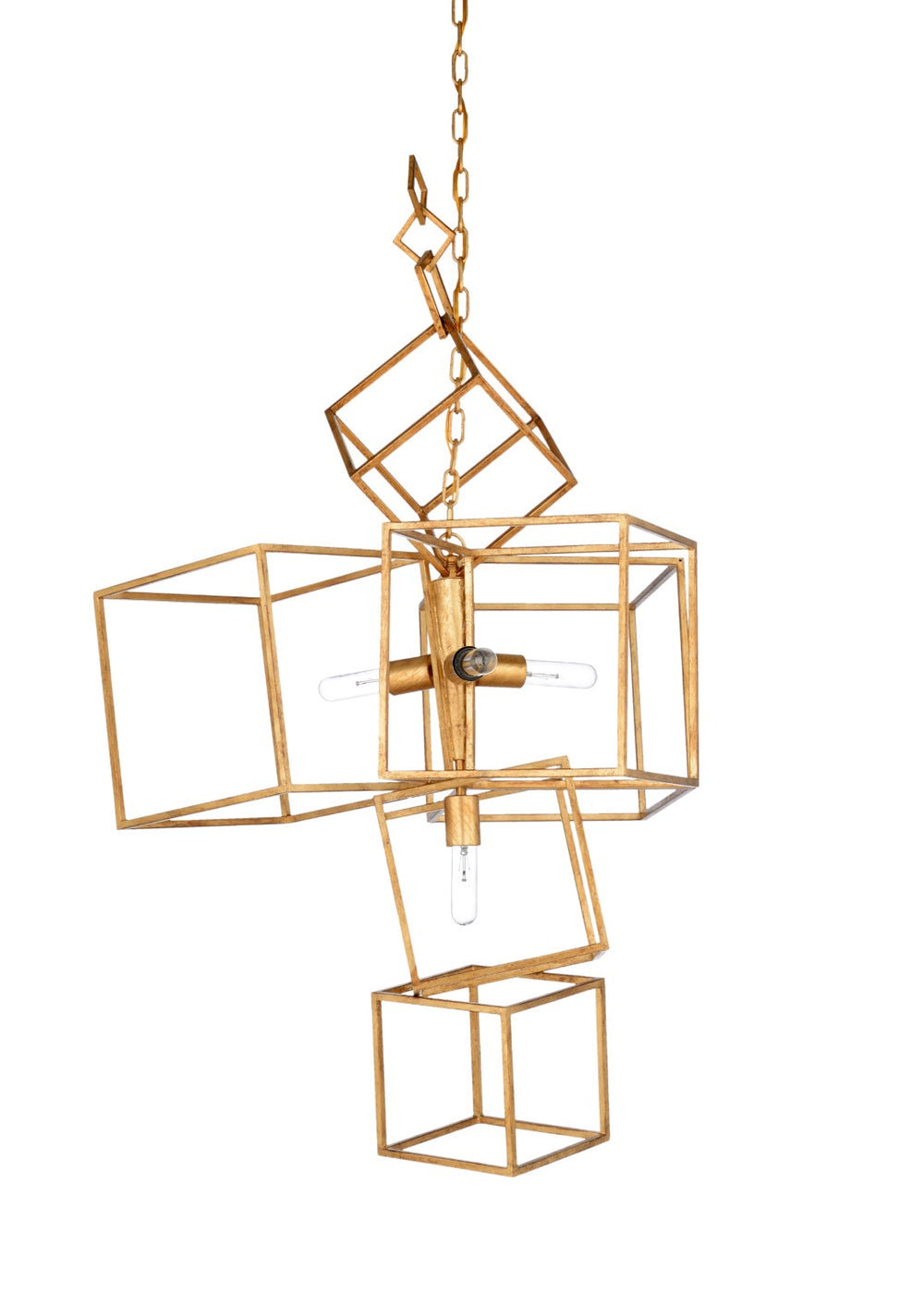 Wildwood Cubist Geometric Chandelier In Polished Gold — Modern Sculptural Lighting For Dining, Entryway, Living Rooms 67226