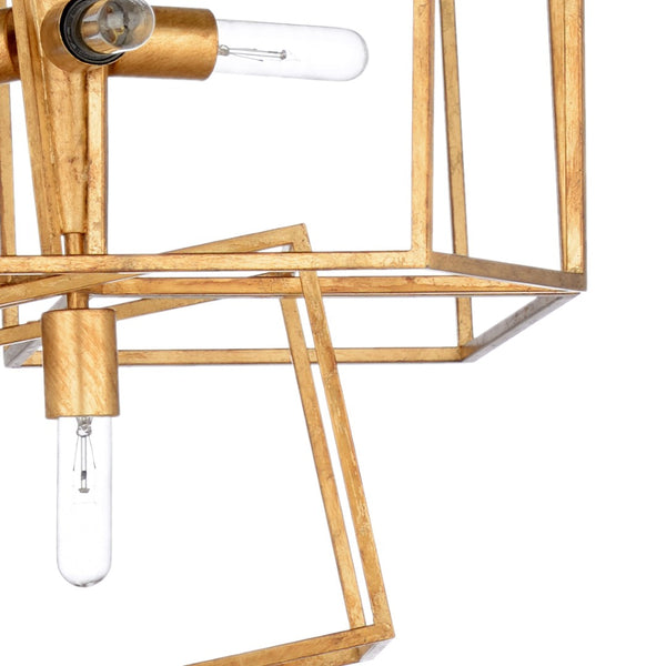 Wildwood Cubist Geometric Chandelier In Polished Gold — Modern Sculptural Lighting For Dining, Entryway, Living Rooms 67226
