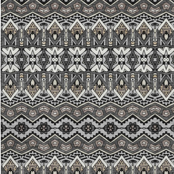 HomeRoots 10' X 14' Charcoal Ivory Moroccan Area Rug – Washable, UV Protected, Durable for Busy Homes & Kids 672260