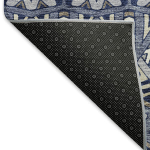 HomeRoots 8' X 10' Denim Blue & Silver Moroccan Area Rug - Washable, Stain Resistant & UV Protected for Homes 672264