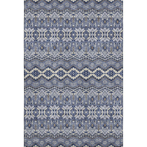 HomeRoots 9' X 12' Denim Blue & Silver Moroccan Area Rug – Washable, UV-Protected, Durable & Stylish Design 672265