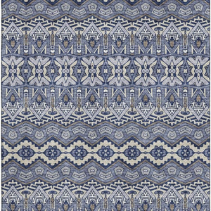 HomeRoots 9' X 12' Denim Blue & Silver Moroccan Area Rug – Washable, UV-Protected, Durable & Stylish Design 672265