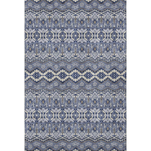 HomeRoots 10' X 14' Denim Blue & Silver Moroccan Washable Area Rug – UV Protected, Stain Resistant, Stylish Comfort 672266