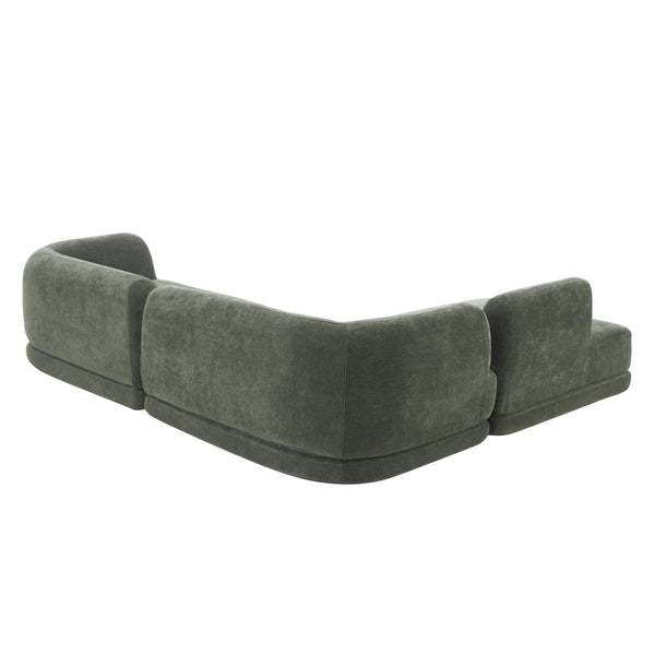 English Elm 115" L-shaped Sectional Three Piece Deep Seat Chaise Sofa for Modern Living Rooms Green N767P385430F
