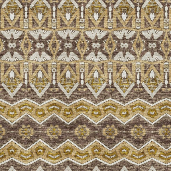 HomeRoots 8' X 10' Moroccan Washable Area Rug in Gold, Brown & Ivory - Durable, Stain Resistant, UV Protected! 672270