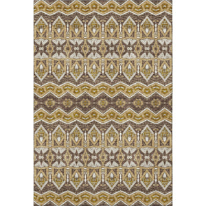 HomeRoots 8' X 10' Moroccan Washable Area Rug in Gold, Brown & Ivory - Durable, Stain Resistant, UV Protected! 672270