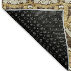 HomeRoots 9' X 12' Moroccan Washable Area Rug in Gold Brown & Ivory – Stylish, Durable, UV Protected Design 672271