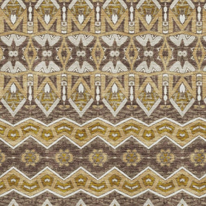 HomeRoots 10' X 14' Gold Brown & Ivory Moroccan Area Rug - Washable, UV Protected, Stain Resistant, Soft & Durable 672272