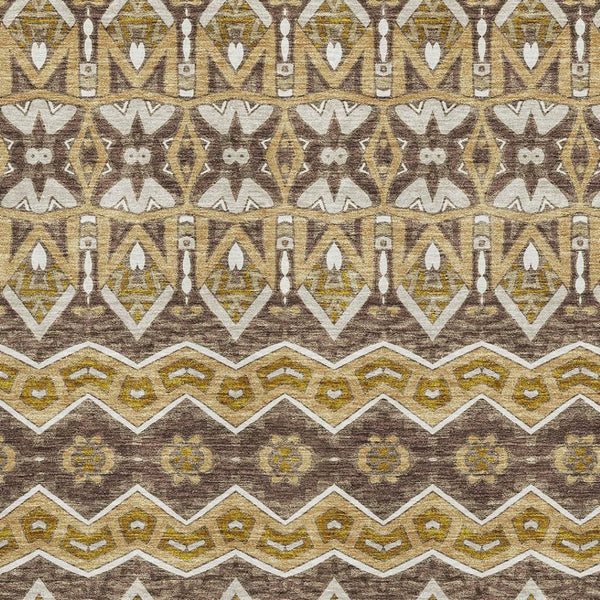 HomeRoots 10' X 14' Gold Brown & Ivory Moroccan Area Rug - Washable, UV Protected, Stain Resistant, Soft & Durable 672272