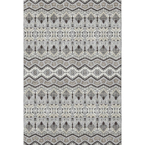 HomeRoots 5' Washable Moroccan Area Rug in Gray, Ivory & Beige - UV Protection, Stain-Resistant & Durable 672274