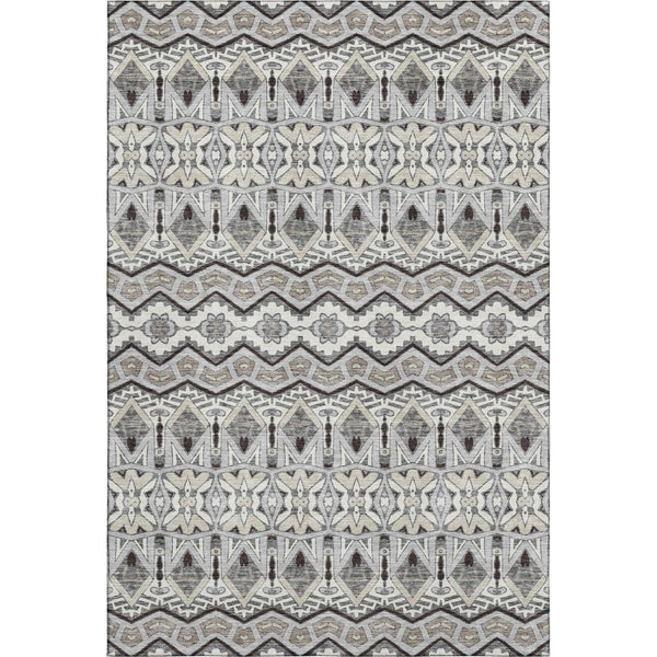 HomeRoots 8' X 10' Gray Ivory Beige Moroccan Area Rug – Washable, UV-Protected, Durable & Stylish for Any Space 672276