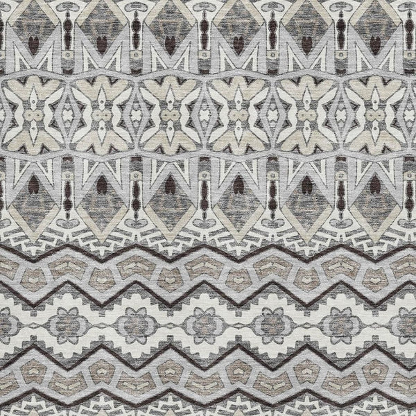 HomeRoots 8' X 10' Gray Ivory Beige Moroccan Area Rug – Washable, UV-Protected, Durable & Stylish for Any Space 672276