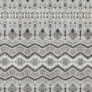 HomeRoots 10' X 14' Washable Moroccan Area Rug in Gray, Ivory & Beige - UV Protected, Stain Resistant Design 672278