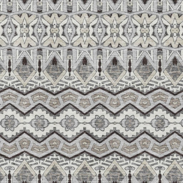 HomeRoots 10' X 14' Washable Moroccan Area Rug in Gray, Ivory & Beige - UV Protected, Stain Resistant Design 672278