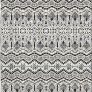 HomeRoots 10' X 14' Washable Moroccan Area Rug in Gray, Ivory & Beige - UV Protected, Stain Resistant Design 672278
