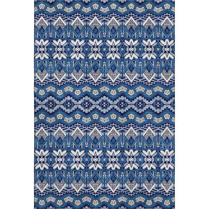 HomeRoots 5' X 8' Moroccan-Inspired Navy Blue Area Rug with Stain Resistance & UV Protection for Homes 672280