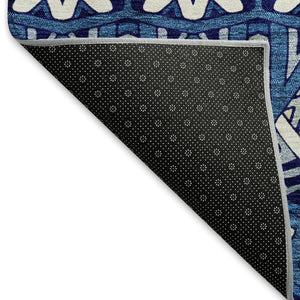 HomeRoots 5' X 8' Moroccan-Inspired Navy Blue Area Rug with Stain Resistance & UV Protection for Homes 672280