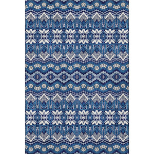 HomeRoots 5' X 8' Moroccan-Inspired Navy Blue Area Rug with Stain Resistance & UV Protection for Homes 672280