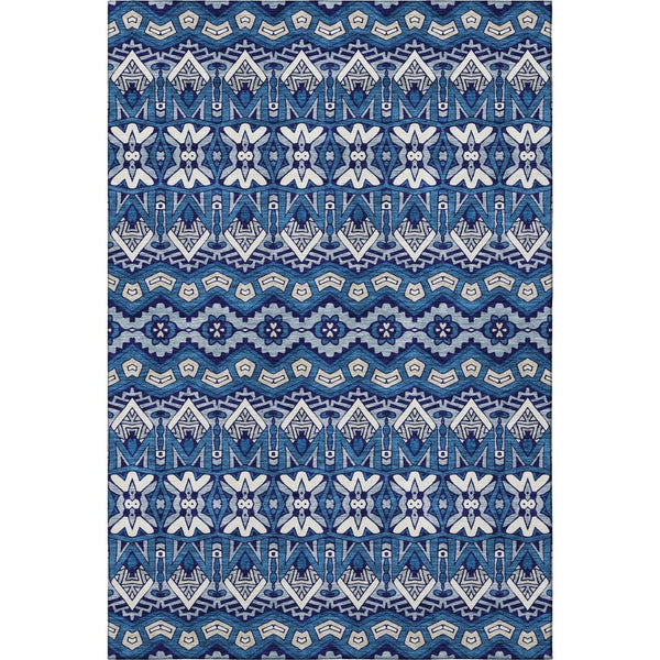 HomeRoots 5' X 8' Moroccan-Inspired Navy Blue Area Rug with Stain Resistance & UV Protection for Homes 672280