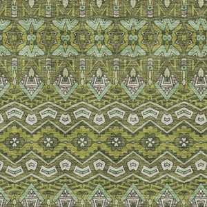 HomeRoots 5' Moroccan-Inspired Washable Area Rug in Olive Green & Beige - UV Protected, Stain-Resistant Comfort 672286