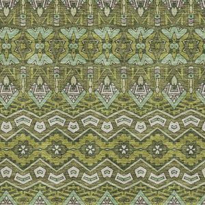 HomeRoots 8' X 10' Olive Green & Beige Moroccan Area Rug - Washable, UV Protected, Stain Resistant for Homes 672288