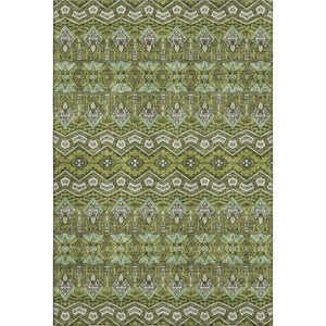 HomeRoots 9' X 12' Olive Green & Beige Moroccan Area Rug - Durable, Washable, UV-Protected for High Traffic Areas 672289