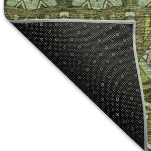 HomeRoots 9' X 12' Olive Green & Beige Moroccan Area Rug - Durable, Washable, UV-Protected for High Traffic Areas 672289