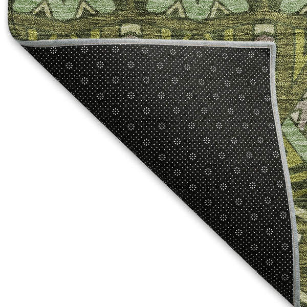 HomeRoots 9' X 12' Olive Green & Beige Moroccan Area Rug - Durable, Washable, UV-Protected for High Traffic Areas 672289