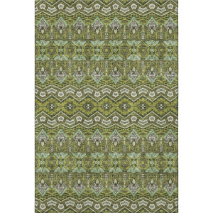 HomeRoots 10' X 14' Olive Green & Beige Moroccan Area Rug - Washable, UV Protected, Stain Resistant Design! 672290