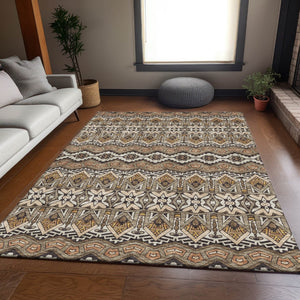 HomeRoots 5' X 8' Moroccan Washable Area Rug in Taupe Beige & Copper – UV Protected, Durable & Stylish Design 672292