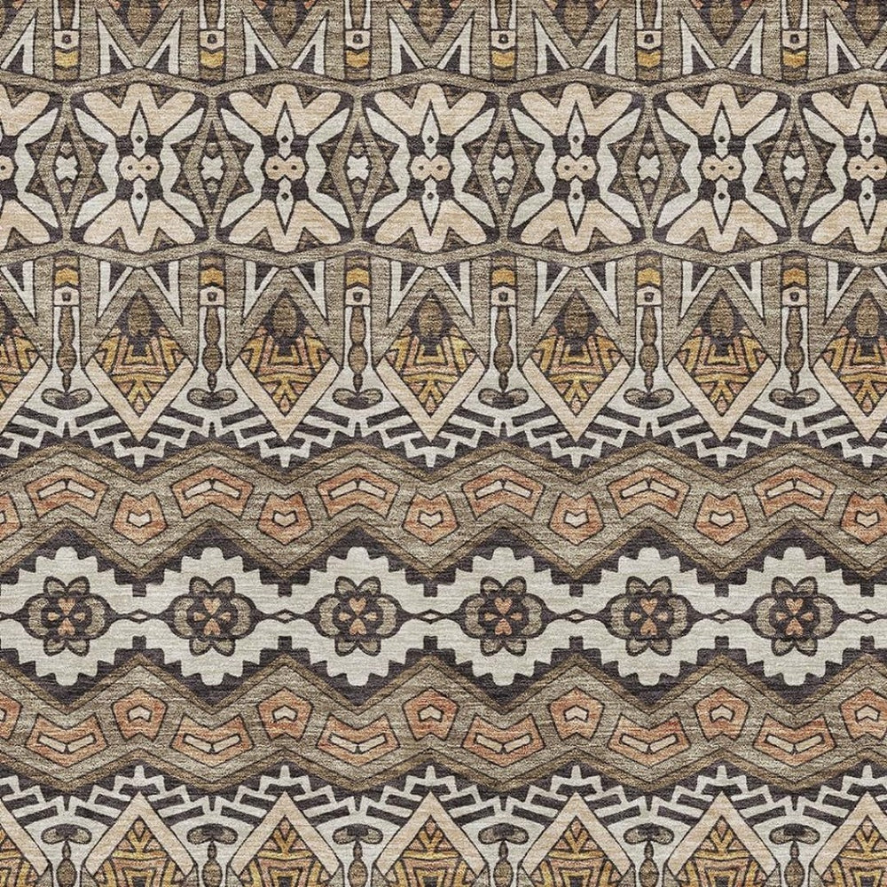 HomeRoots 5' X 8' Moroccan Washable Area Rug in Taupe Beige & Copper – UV Protected, Durable & Stylish Design 672292